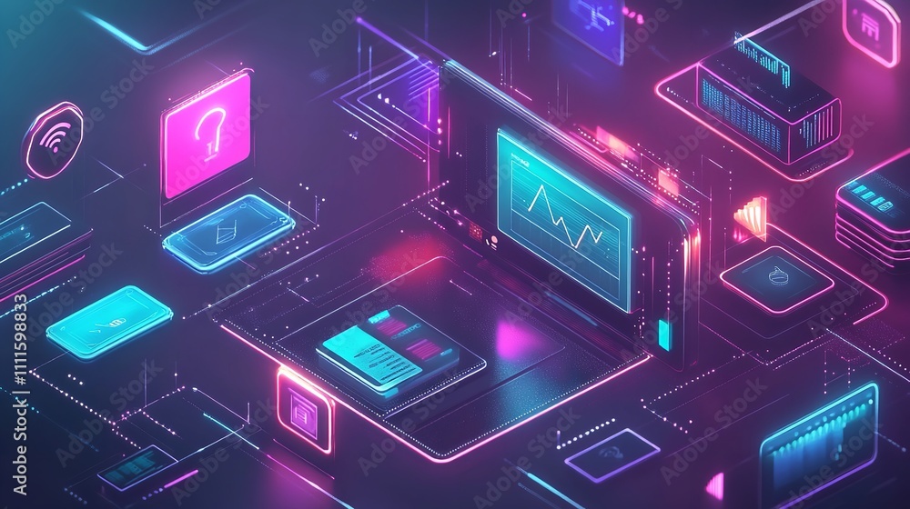 Digital illustration of a secure online shopping environment with packages and security icons. Digital illustration of a secure online shopping environment with packages and security icons.