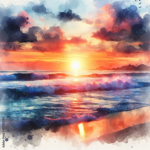 61 Watercolor Sunset Sunsets given a watercolor treatment blendi photo