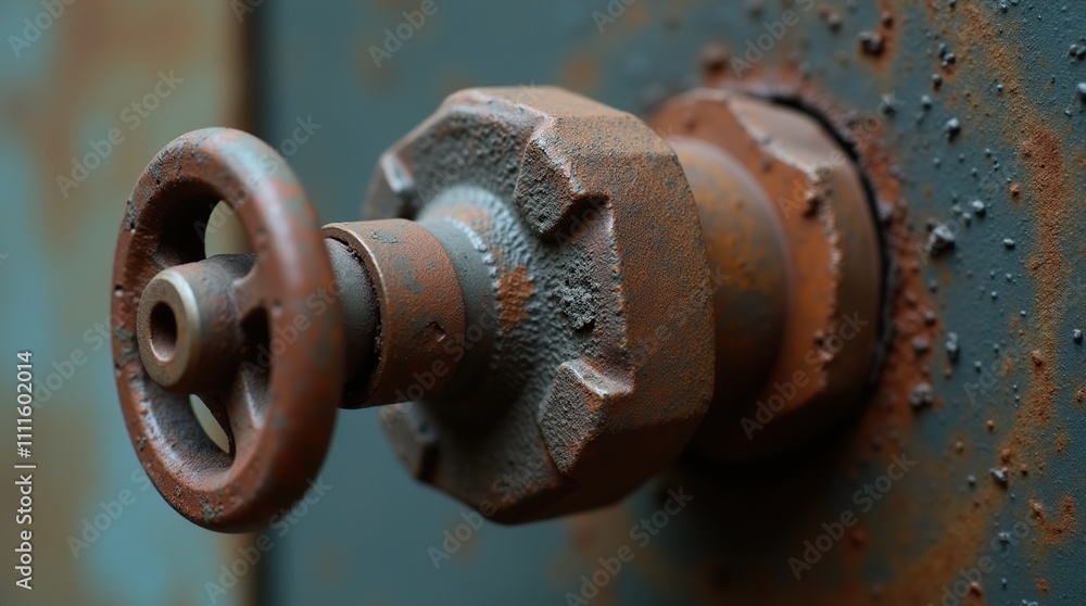 Close-Up View of Old Rusty Water Valve Mechanism in Detail Close-Up View of Old Rusty Water Valve Mechanism in Detail