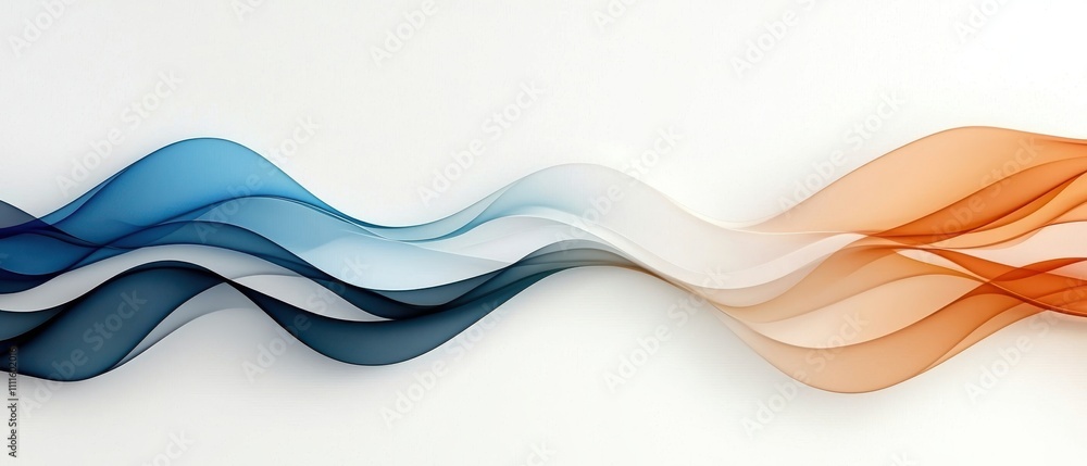 Obraz premium Soft Flowing Waves in Blue and Orange on a Light Background