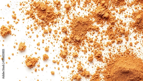 Pile cake crumbs, chocolate cookie flying isolated on white, clipping path