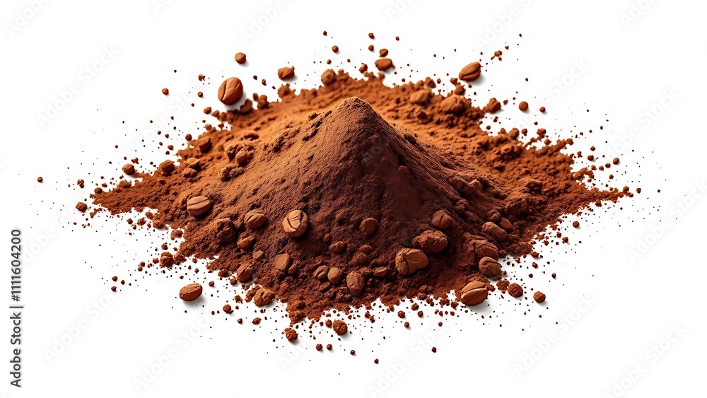 Pile cocoa powder isolated on white background Pile cocoa powder isolated on white background