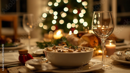 Mushroom soup. Christmas Eve dinner.