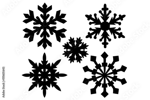 Snowflakes | isolated vector silhouette illustration on white background