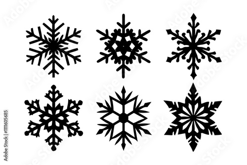 Snowflakes | isolated vector silhouette illustration on white background