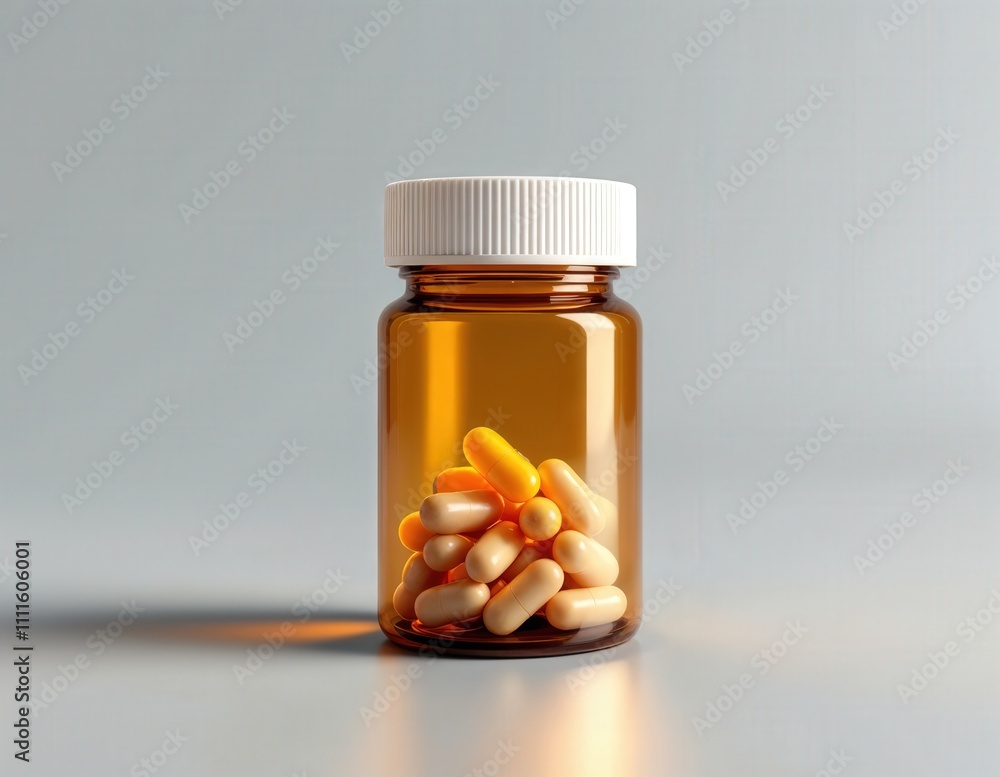 Pure Wellness: Amber Pill Bottle with Minimalist Packaging Pure Wellness: Amber Pill Bottle with Minimalist Packaging