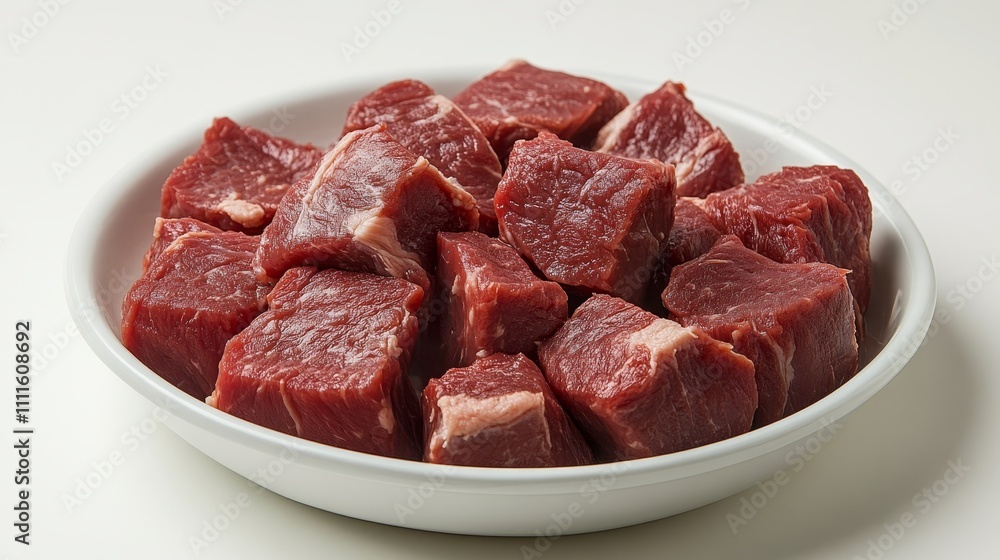 A white plate with a pile of red meat on it A white plate with a pile of red meat on it