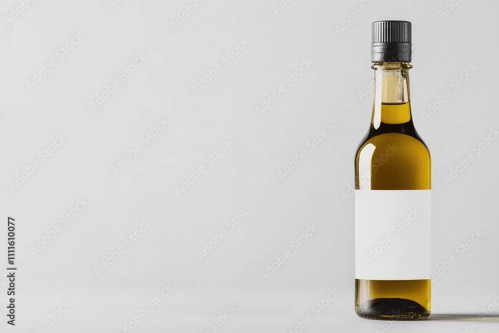 A Glass Bottle of Oil With a Blank Label A Glass Bottle of Oil With a Blank Label
