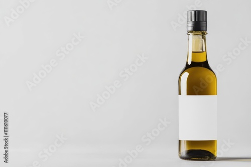 A Glass Bottle of Oil With a Blank Label