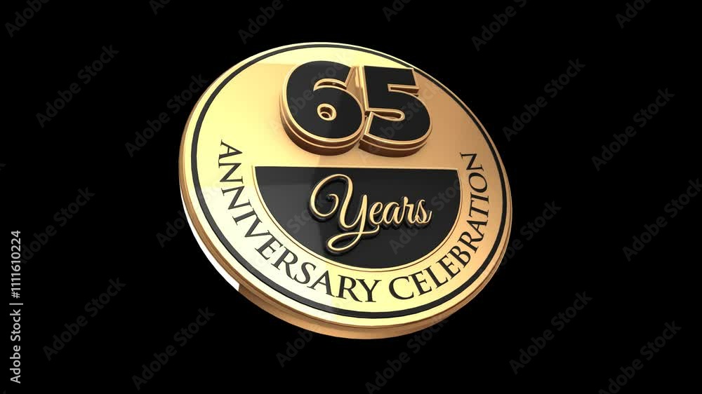 65 years, 65th anniversary logo, loop, looped video in 3D Gold with Alpha channel, isolated transparent background 65 years, 65th anniversary logo, loop, looped video in 3D Gold with Alpha channel, isolated transparent background