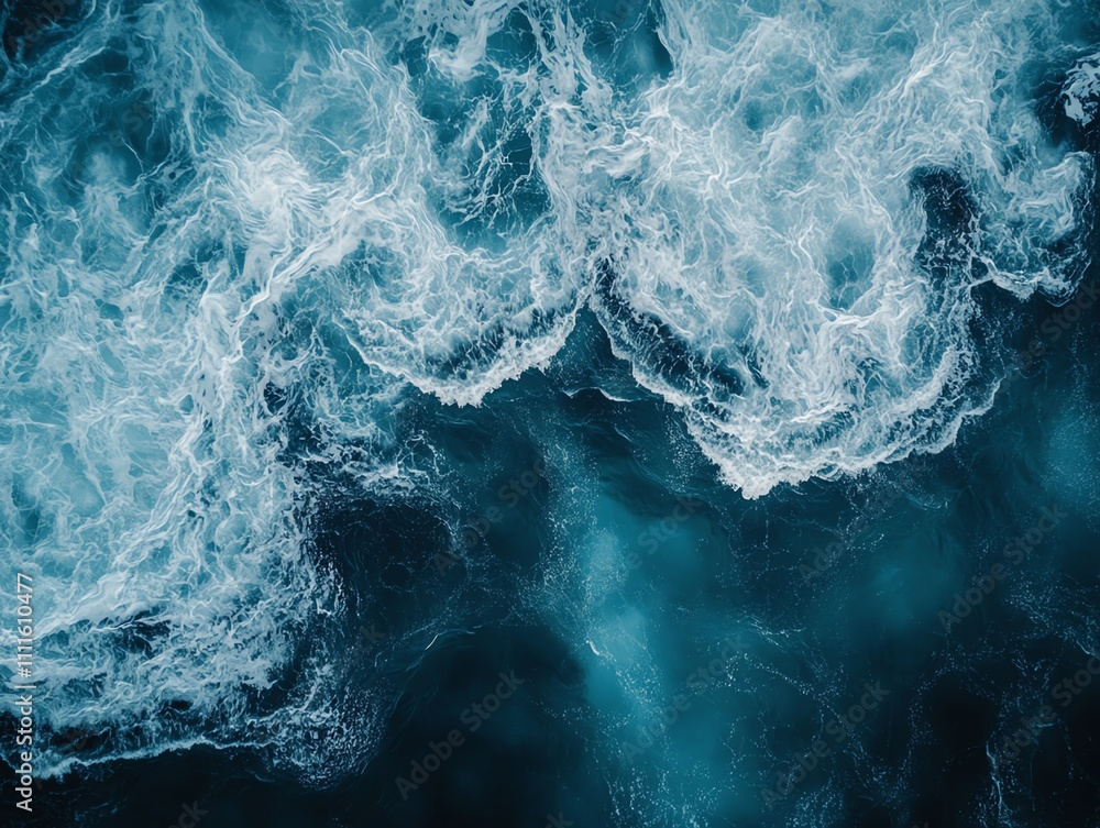 Aerial view of whitecaps and blue ocean water. Aerial view of whitecaps and blue ocean water.