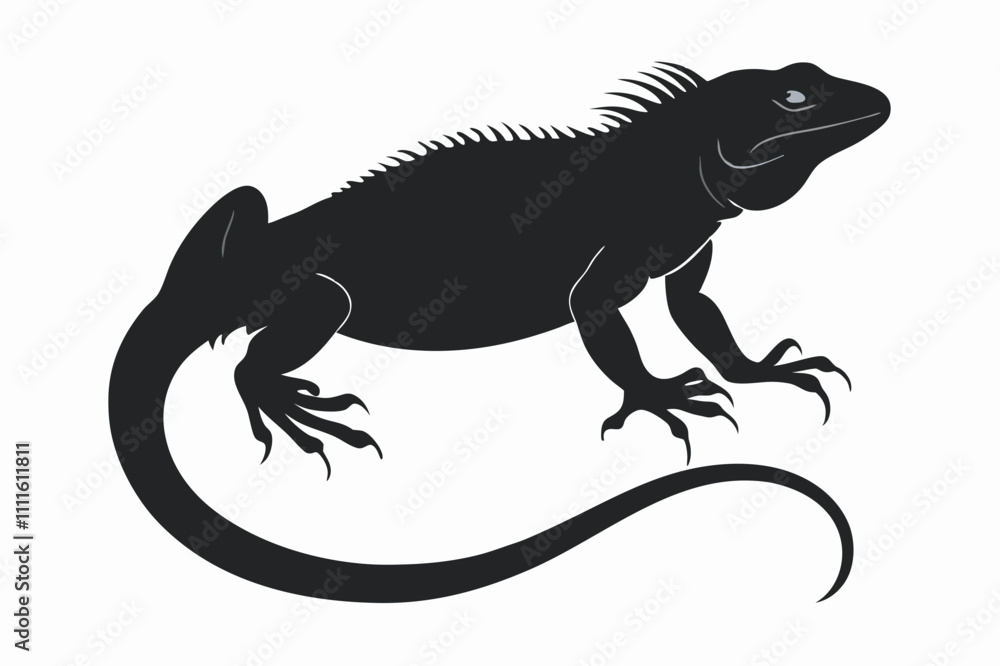 Fototapeta premium Silhouette Design of a Lizard with a Long Tail and Slender Body in a Minimalist and Dynamic Style