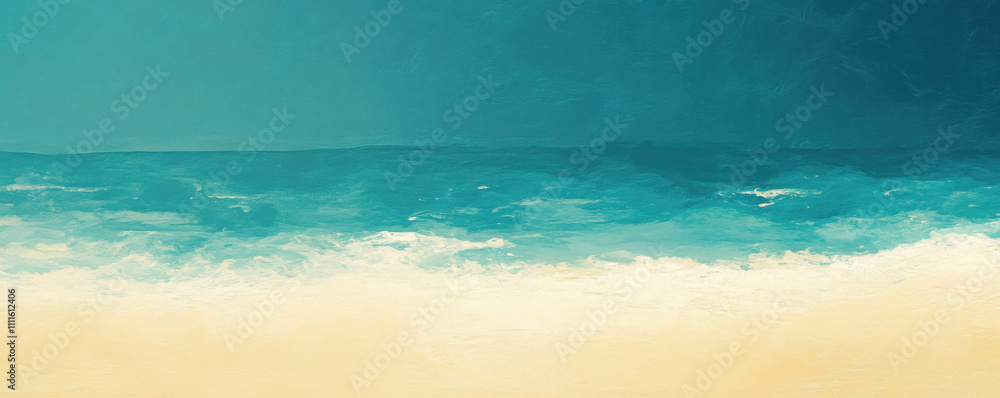 Obraz premium Abstract coastal gradient with shades of turquoise and sandy beach, evoking serene and tranquil atmosphere. Perfect for coastal themed decor
