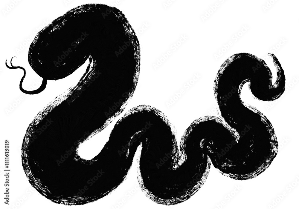 Obraz premium かすれがかっこいい筆絵へび