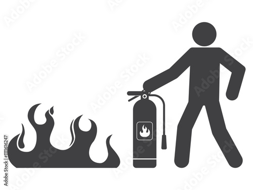 fireman with fire extinguisher icon