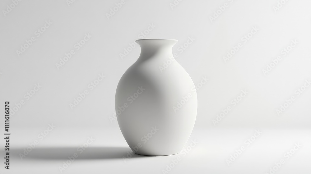 Minimalist 3D White Ceramic Vase with Smooth Finish Minimalist 3D White Ceramic Vase with Smooth Finish