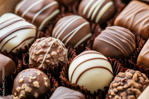 Assorted Gourmet Chocolate Truffles on a Decorative Display Tray