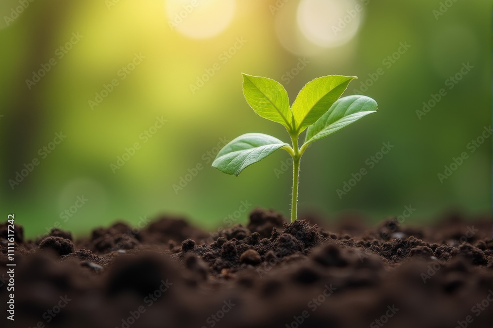 A single seedling emerges from rich soil, bathed in the warm glow of the morning sun. It symbolizes growth, new beginnings, and the potential for life. A single seedling emerges from rich soil, bathed in the warm glow of the morning sun. It symbolizes growth, new beginnings, and the potential for life.