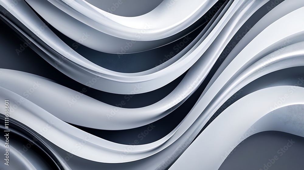 Abstract silver flowing waves background.