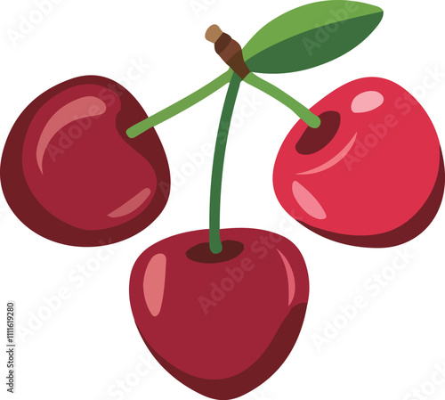 Cherry fruit clipart icon vector on a white background.