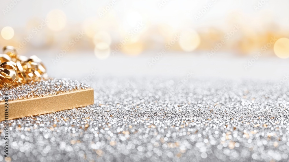 Abstract background with a bokeh effect created by golden and silver glitter, evoking a sense of luxury and celebration for New Year Eve. Abstract background with a bokeh effect created by golden and silver glitter, evoking a sense of luxury and celebration for New Year Eve.