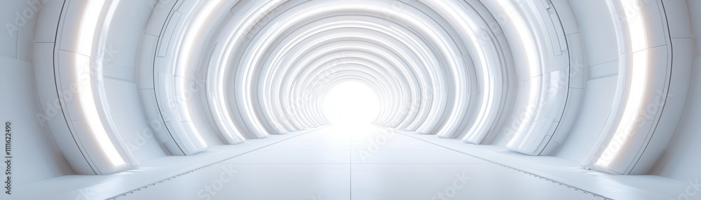 A futuristic, illuminated tunnel with smooth curves and bright light at the end, creating a sense of depth and mystery. A futuristic, illuminated tunnel with smooth curves and bright light at the end, creating a sense of depth and mystery.
