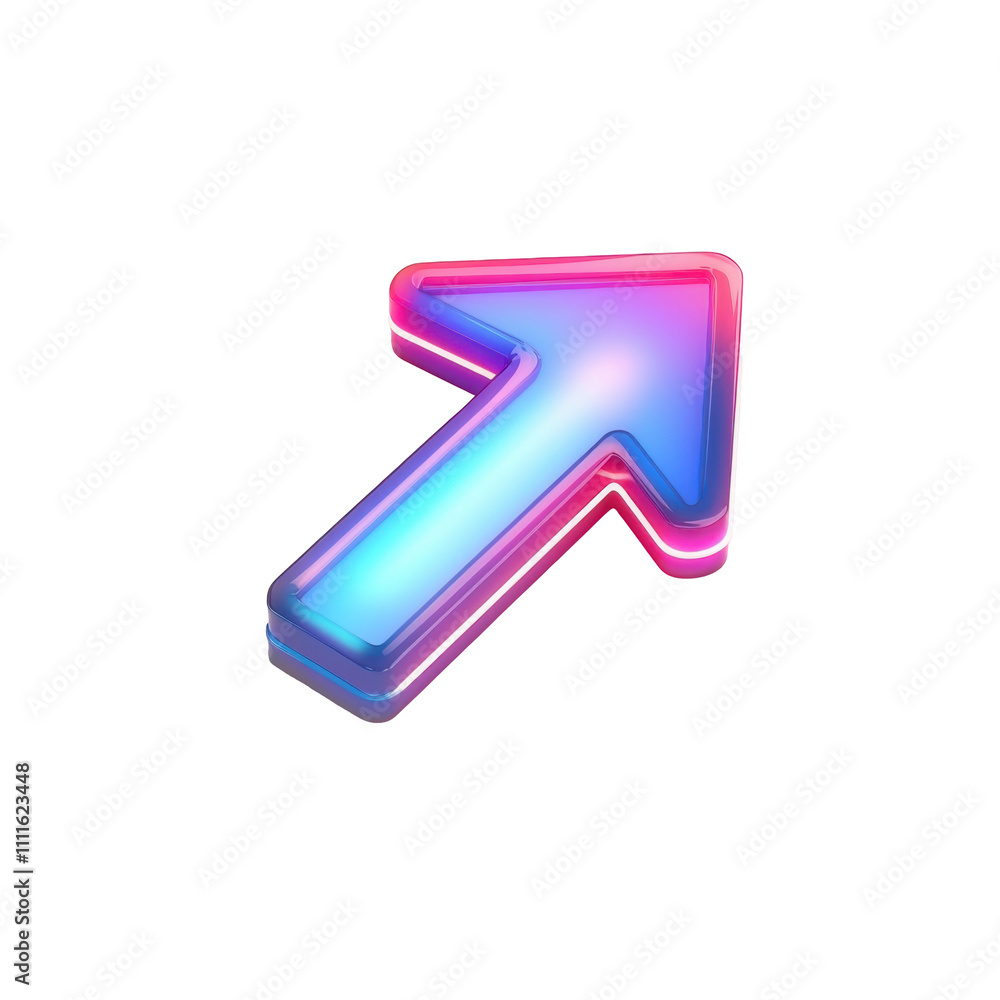 Neon Arrow Points Up Right Isolated on PNG Transparent Background Neon Arrow Points Up Right Isolated on PNG Transparent Background