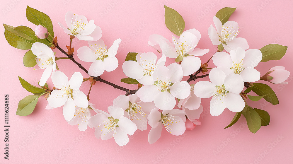 Simple cherry blossoms with light pink petals against Simple cherry blossoms with light pink petals against