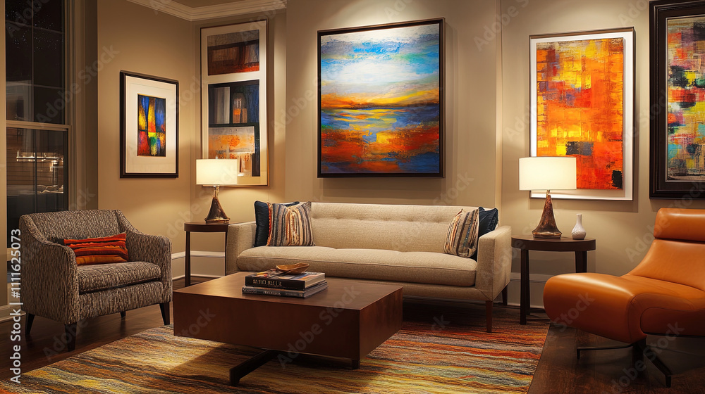 an art style displayed in modern living room an art style displayed in modern living room