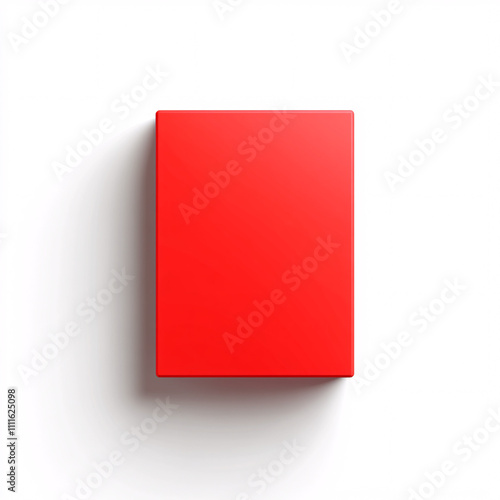 A vibrant red box displayed against a minimalist white background, emphasizing color and form.