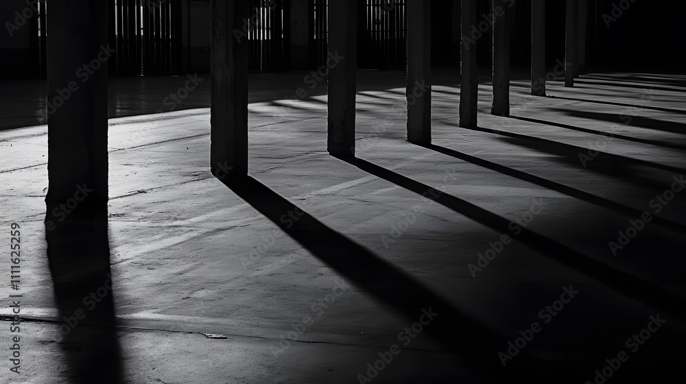 Shadowed Prison Bars: A Symbol of Restraint and Reflection on Freedom's Boundaries Shadowed Prison Bars: A Symbol of Restraint and Reflection on Freedom's Boundaries