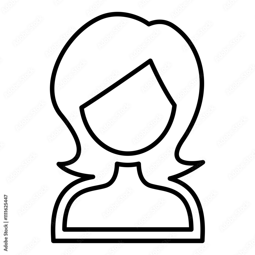 Woman hairstyle icon in line style Woman hairstyle icon in line style