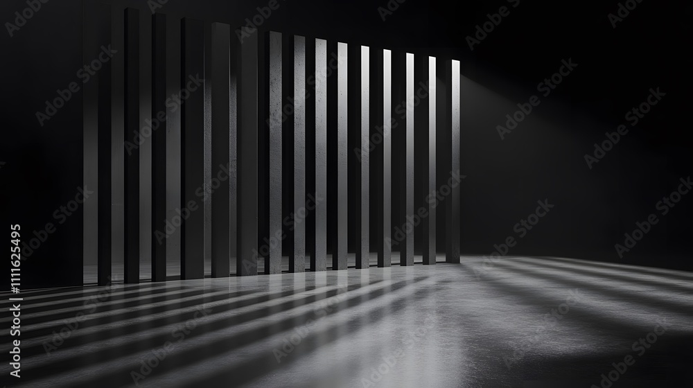 Shadowed Prison Bars: A Symbol of Restraint and Reflection on Freedom's Boundaries Shadowed Prison Bars: A Symbol of Restraint and Reflection on Freedom's Boundaries
