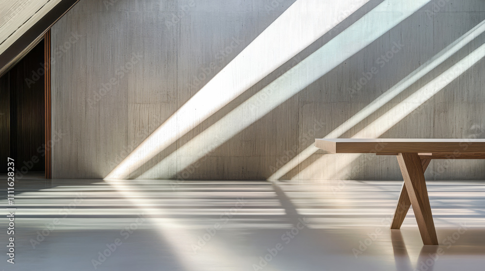 Obraz premium Modern interior showcasing natural light and minimalist design in a spacious room