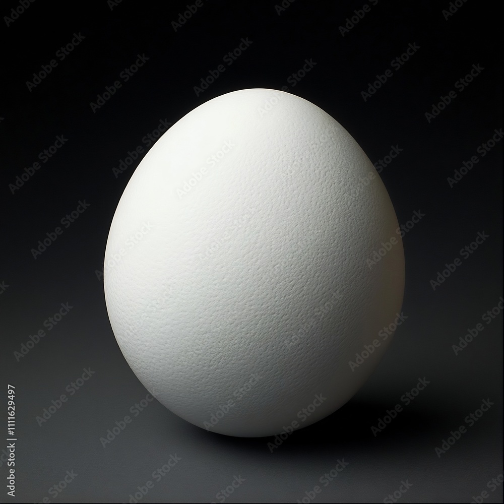 Pristine White Oval Egg in Minimalist Studio Setting Pristine White Oval Egg in Minimalist Studio Setting