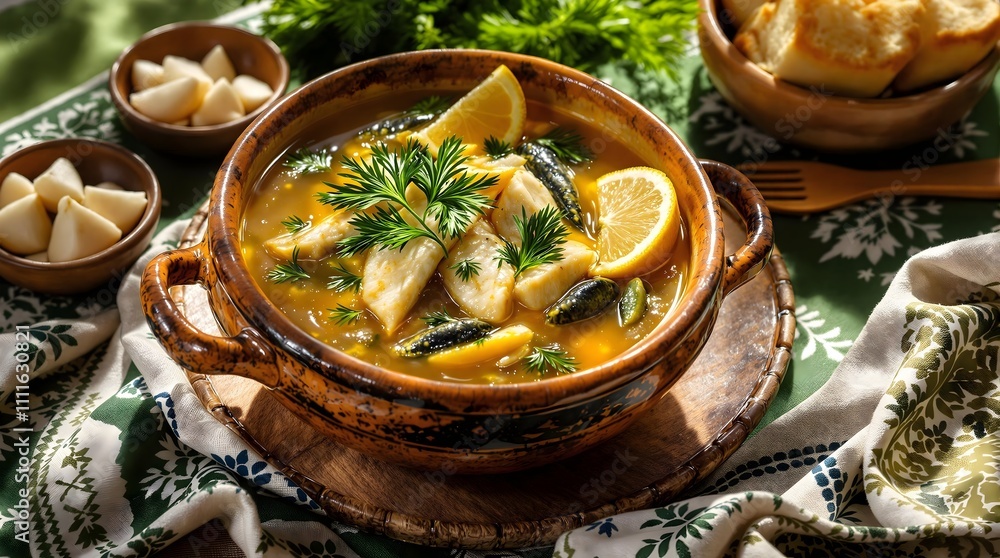 Aral Sorpa Coastal Fish Soup with Bay Leaves and Garlic (Kazakhstan Cuisine) Aral Sorpa Coastal Fish Soup with Bay Leaves and Garlic (Kazakhstan Cuisine)