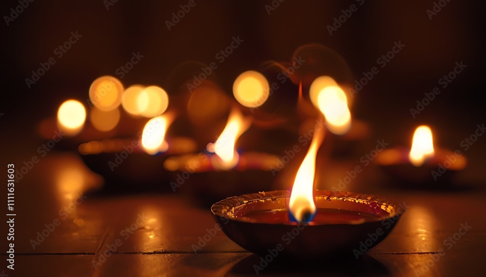 close up of diya flames in a dark room close up of diya flames in a dark room