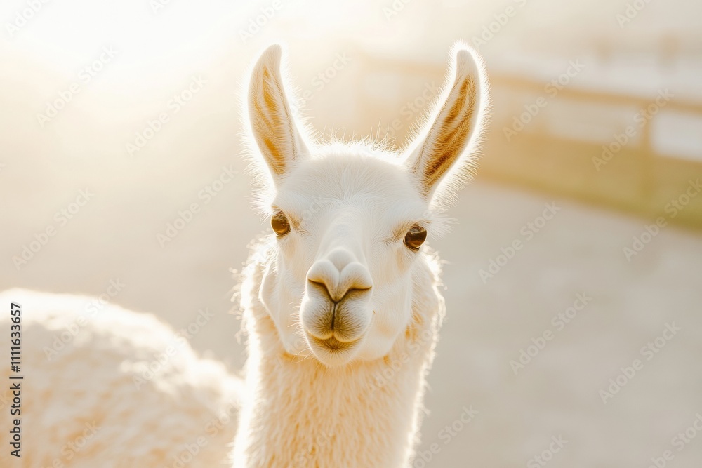 Obraz premium Charming Llama Close-Up for National Llama Day, Christmas, or Easter Cards