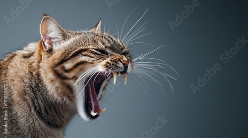 Angry Cat Yawning: Close-up...