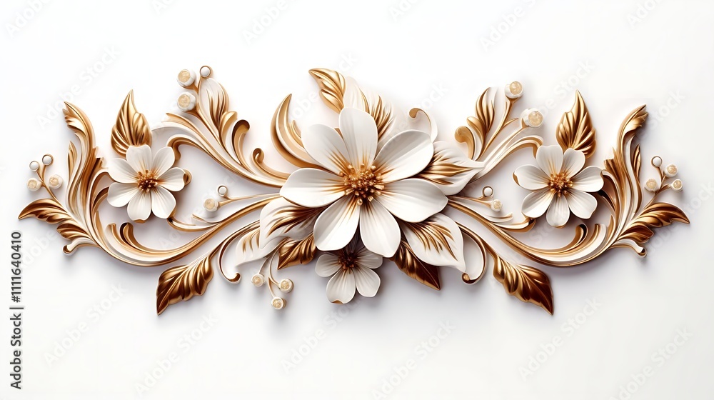 Elegant gold and white floral 3D relief design. (1) Elegant gold and white floral 3D relief design. (1)