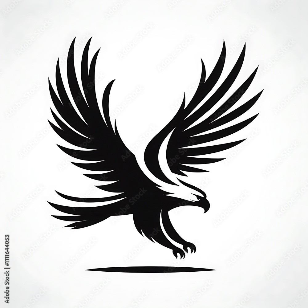 Black silhouette of an eagle in flight. Black silhouette of an eagle in flight.