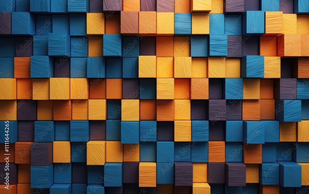 Top View of Abstract Mosaic Colorful Wooden Cube Block Pattern Design Background Top View of Abstract Mosaic Colorful Wooden Cube Block Pattern Design Background