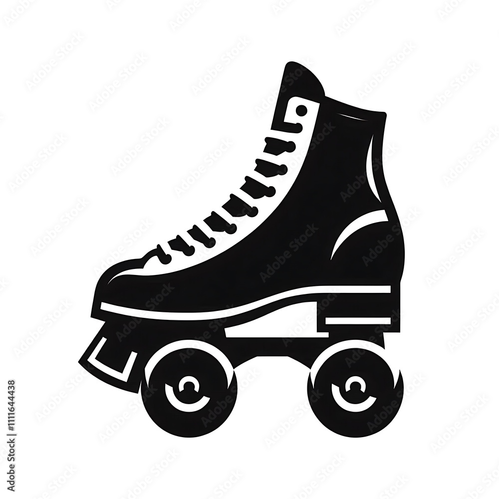 Black roller skate silhouette on a white background. Black roller skate silhouette on a white background.