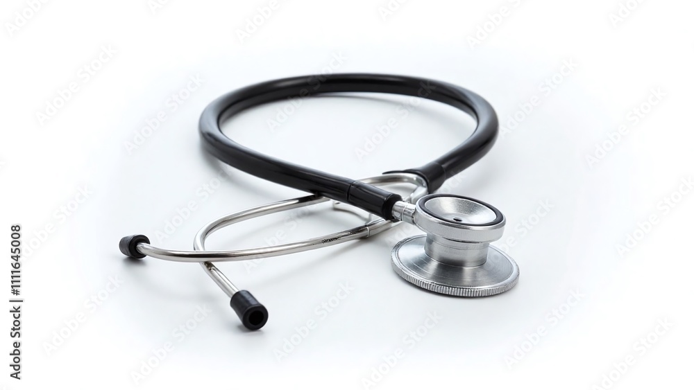 Stethoscope on white background tubing chest piece ear tips Stethoscope on white background tubing chest piece ear tips