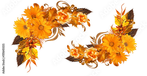 autumn leaves isolated on white