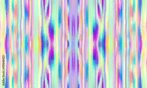 Washed teal blurry wavy ikat seamless vector pattern. Aquarelle effect boho fashion fabric for coastal nautical stripe wallpaper background. Stripes