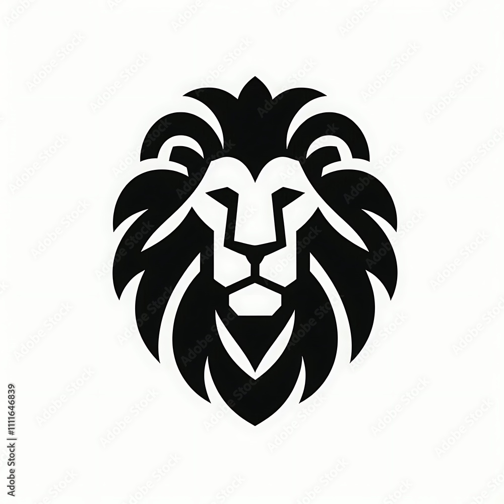 Black silhouette of a lion's head with mane. Black silhouette of a lion's head with mane.