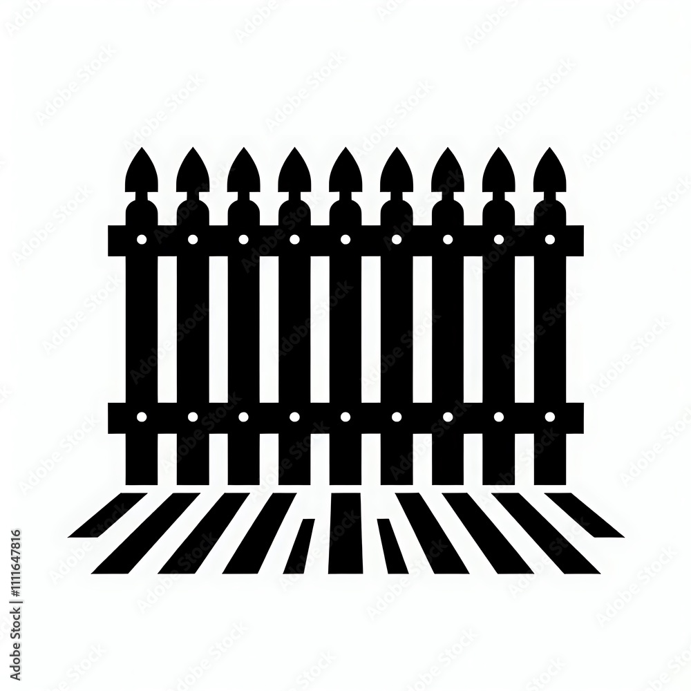 Simple black fence illustration on a white background. Simple black fence illustration on a white background.