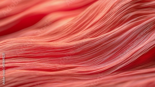 Muscle fiber arrangement patterns featuring striated texture in organic red tones photo