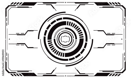 HUD sci-fi interface screen view black circular geometric design virtual futuristic technology creative display on white vector